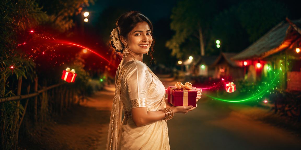 রংপুরে শাড়ি পরা একজন নারী মোবাইলে নিরাপদ পেমেন্ট করছেন